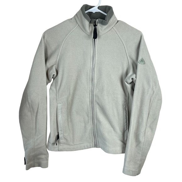 Nike ACG Therma Fit Thermal Layer Fleece Jacket Womens M Beige Full Zip‎ Pockets - Picture 1 of 15